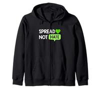 Green Color Love Not Hate Green Graphic Zip Hoodie