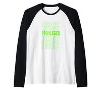 Green Color Privileged On Repeat Green Graphic Raglan Baseball Tee