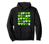 Green Color Spell Out The Love Green Graphic Pullover Hoodie