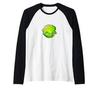Green Color Warped Disco Ball Green Graphic Raglan Baseball Tee