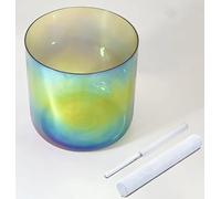 Green Colored Alchemy Crystal Singing Bowl with Crystal Striker Suede Mallet & O-ring, Clear Chakra Sound Bowl for Yoga Meditation Sound Bath(440Hz,6 inch F Note)