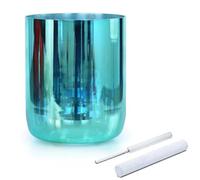 Green Colored Crystal Singing Bowl with Crystal Striker Suede Mallet & O-ring, Clear Chakra Sound Bowl for Yoga Meditation Sound Bath(432Hz,7 inch A Note)