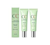 Green Colour Correcting CC Cream for Redness with Centella Asiatica Extract, Korean Daily Makeup with SPF 30, Lightweight Tinted Moisturiser, Soothing Hydrating Formula for All Skin Types (2PC)