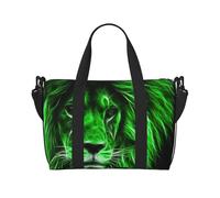 Green Cool Lion Printed Travel Duffel Bag for Women Men - Weekend Overnight Bags with Adjustable Shoulder Strap and Handle