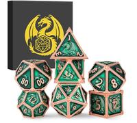 Green Copper Dice Set with Gift Box, Metal Heavy Feel, Sharp Edge DND Dice, Perfect for Tabletop Games, RPGs, Dice Games, DND Starter Set, Dragon Gifts for DM Dungeon Master, Birthday Gift Set
