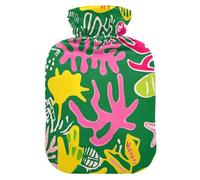 Green Corals hot-Water Bottle with Soft Cover, 2L Water Bag for Neck Shoulder Warmer