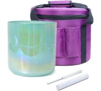 Green Cosmic Light Crystal Singing Bowl with Carrying Case for Energy Balance and Meditation(440Hz,6inch F4)