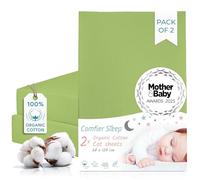 Green Cot Sheets 120x60 Fitted - 2 Pack Organic Cotton - Ultra Soft Cot Bed Sheets for Daily Use