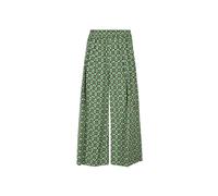 Green Cotton Cropped Wide Leg Trousers S