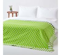 Homescapes Cotton Stars And Stripes Decorative Green Sofa Throw