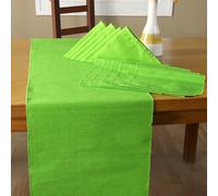 (Green) Cotton Pack of 6 Napkins, 6 Placemats & 1 Runner