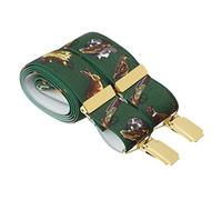 Green Country Hunting Clip On Trouser Braces 35mm wide 4 Gold Colour Clips 44 Inch