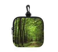 Green Country Road Square Zipper Pouch with All-Over Print,Waterproof Small Organizer Bag, Lightweight Durable for Coins,Cards, Keys for Travel Daily Use