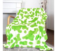 Green Cow Print Blanket Soft Warm Plush Cow Blankets and Throws Lightweight Fleece Throw Blankets with Cow Print Couch Bedroom Living Room Camping Travel Blanket 40x50 inch
