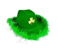 Green Cowboy Hat St. Patrick's Day Hat Cowboy St Patrick's Day Accessories Irish Fancy Dress Feather for Women Men Leprechaun One Size Irish Fancy Dress Costume Accessory (Green-2, One Size)