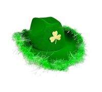 Green Cowboy Hat St. Patrick's Day Hat Irish Fancy Dress Feather Hat for Women Men Green Cowboy Hat St Patrick's Day Accessories Leprechaun Hat One Size Irish Fancy Dress Costume Accessory