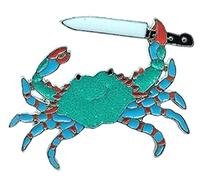 Green Crab Enamel Pin Clamp Knife Brooch Denim Jeans shirt bag Aquatic Animal Jewelry Gift for Friends Animal Lover