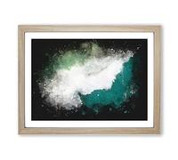 Green Crashing Waves In Australia Paint Splash Modern Art Framed Print | A3 Oak Framed Wall Art | Ready to Hang | Modern Nautical Picture | Living Room Bedroom Lounge Office