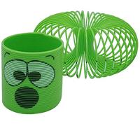 Green Crazy Face Magic Spring Toy, 6.5cm Plastic Slinky, Multicolour Coil, Christmas Stocking Filler, Kids Party Fun