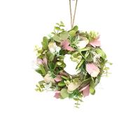 Urbn-Living 25Cm Pink & Green Twigs Hanging Door Wreath Round Spring Easter Christmas Wall Décor Traditional Festive