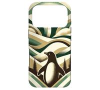 Green Cream Retro Art Deco Waves Penguin Tree Forest Pattern Case for iPhone 17 Pro