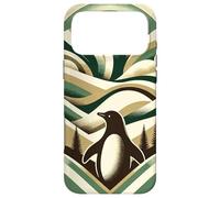 Green Cream Retro Art Deco Waves Penguin Tree Forest Pattern Case for iPhone 17 Pro Max