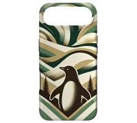 Green Cream Retro Art Deco Waves Penguin Tree Forest Pattern Case for iPhone Air