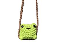 Green Crochet Frog Car Hanging Accessories, Cute Frog Car Mirror Accessories, Car Hanging Ornament for Women, New Drivers Gifts, Car Interior Decor (Green)
