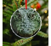Green Crocodile Christmas Ornaments Xmas Tree Hanging Crystal Glass Pendants Winter Holiday Round Ornament with String Xmas Gift Keepsake for Women & Men
