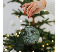 Green Crocodile Christmas Tree Ornament Festival Ceramic Round Pendant Xmas Decorative Hanging Rustic Ornaments for Indoor Home Holiday Party Gifts