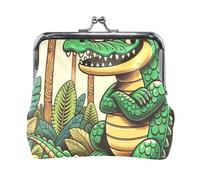Green Crocodile Coin Purse Wallet, Pu Leather Snap Closure Pouch, Compact Change Purse for Women and Men with Custom Print