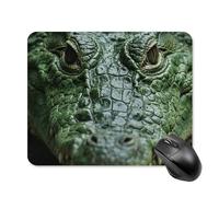 Green Crocodile Mouse Pad Cute Square Mouse Mat Leather Non-Slip Rubber Base Mousepad Waterproof Computer Mouses Pad for Laptop Wireless Mouses Keyboard Home Office 20 * 25cm