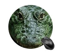 Green Crocodile Mouse Pad Round Laptop Mouse Mat Cute Computer Mousepad Keyboard Pad Non-Slip Desk Pads for Gaming Office Work Home