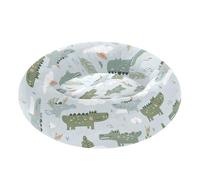 Green Crocodile Pattern Donut Dog Bed Round Cat Bed Orthopedic Washable Anti-Slip Donut Pet Beds with Removable Cover Small