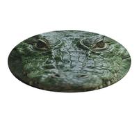 Green Crocodile Round Area Rug Non Slip Backing Doormat Water Absorbent Plush Throw Low-Pile Non-Slip Floor Mat Carpet for Living Room Bedroom Entryway Nursery Room 80 * 80cm