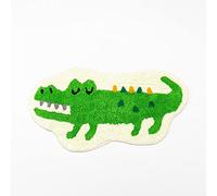 Green Crocodile Shaped Faux Animal Print Bathroom Mat - 15.7x29.5in Non-Slip Water Absorbing Shower Rug for Home Decor