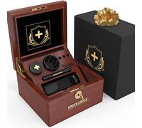 GREEN CROSS Premium Wooden Storage Box Decorative Lock Box with Key Removable Ceramic Rolling Tray with Accessories for Gift, Home and Organization
