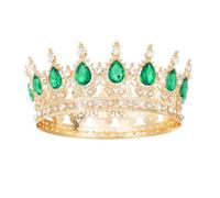 Green Crown for Women Crystal Tiara and Queen Crown for Girl Wedding Headband for Bride Hair Accessories for Costume Birthday Party Cake Decoration Prom