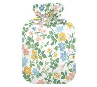Green Crushed Flower hot Water Bottles with Soft Cover, 1L Warm Water Bottle for Bed for ( Scenario), Hand Feet Warmer, Bolsa de agua Caliente para el Dolor