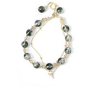 Green Crystal Bracelet Rhinestone Lucky New Moon Charm Quartz Bracelet Spiritual Healing Chakra Gems Luxurious Vacation Jewelry Amulet for Prosperity Luck Money Wealth Building/1998