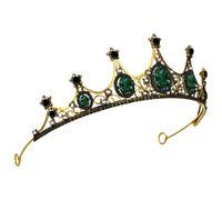 Green Crystal Crown Alloy Baroque Tiara for Wedding Women | Vintage Chic Style, Lightweight Alloy Build, Engagement Use, Eye-catching Finish, Portable Wearing