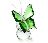 (Green) Crystal Flying Butterfly with Ball Base Figurine Art Glass Collection Ornament Statue Animal Paperweight