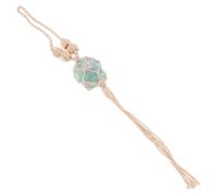 Green Crystal Hanging Ornament Cotton Rope and Wood Decor | Car and Home Display, Artificial Crystal, Artistic Design, Safety Symbol, Fortunate Motif