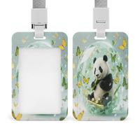 Green Crystal Storm Panda Badge Holder ID Card Hold Case Personalized Retractable Badges Holders Worker Badge Holder Ferrule Nurse Doctor Office Teacher Name Credit Card Pocket