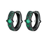 Green Cubic Zircon Celtic Hoop Earrings Sterling Silver Viking Hoop Huggie Earrings Viking Jewelry Gift for Men