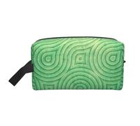 Green Curve Texture Print Toiletry Bag for Women Make Up Cosmetic Bag Jewelry Organizer Kit Storage Case Travel Accessories Essential Toiletries Purse Pouch