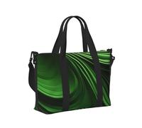 Green Curve Texture Print Travel Hand Bag for Women Men Foldable Weekend Vacation Journeys Tote Shoulder Bags