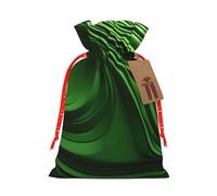 Green Curve Texture Printing Christmas Drawstring Gift Bags Holiday Present Sacks For Xmas Party Celebration