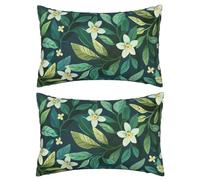 Green Cushion Covers 30 x 50 cm, Outdoor Cushions Waterproof Garden Cushions, Summer Cushions Double-Sided Pattern Set of 2 Rectangle Cushion Covers, Decorative Pillows, Patio Couch Garden Decor J189