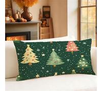 Green Cushion Covers 30cm x 50cm Small Pillow Rectangle Cushion Covers Linen Double Sided Printing Christmas Tree Pillow Cases for Room Sofa Balcony Office Outdoor Garden Winter Decorations 1h-1028